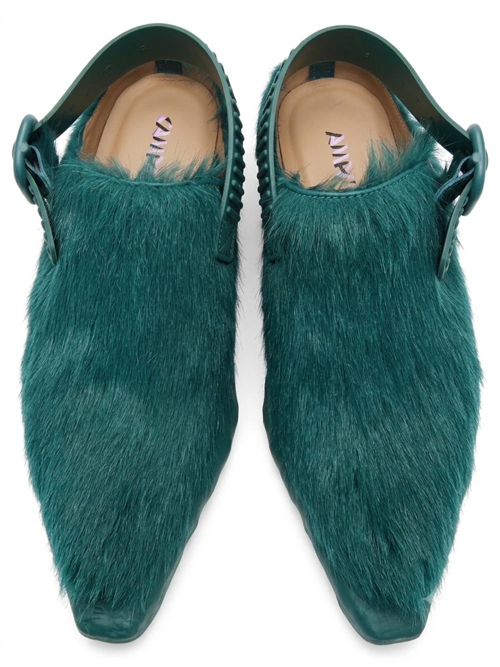 CamperLab Venga Green Calf Hair Mules Clogs 38 Mens Western Slingback 60mm